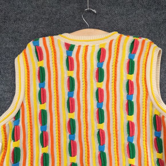 Women's Sweater Clothes L/XL Sleeveless Multicolor Cable Knit Striped W/Tags - Picture 5 of 12